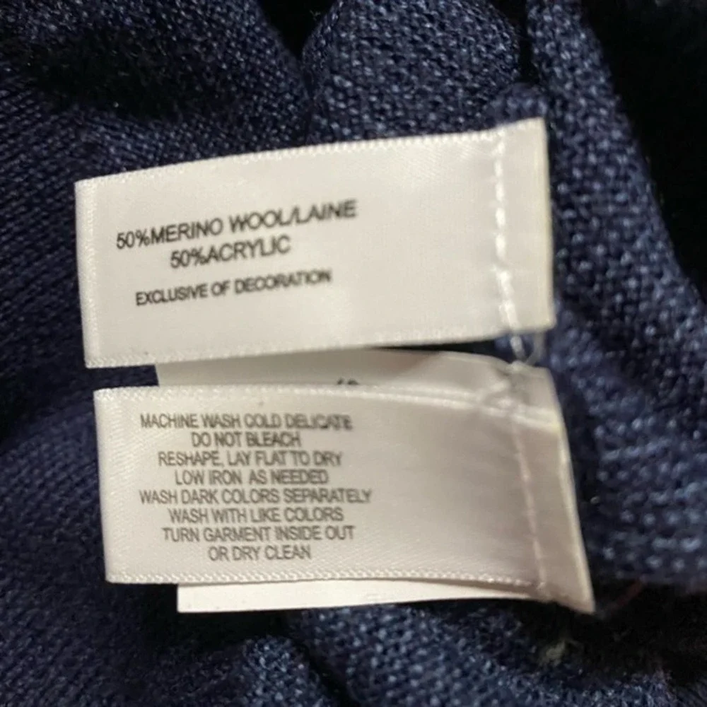 Cutter & Buck Liberty Navy Striped Knit Long Sleeve Half Zip Merino Wool Sweater